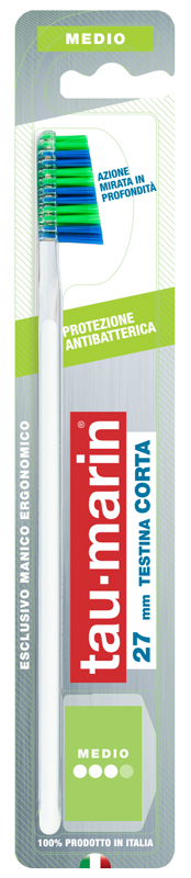 TAUMARIN PROFESSIONAL SPAZZOLINO 27 MEDIO TESTINA CORTA PROTEZIONE ANTIBATTERICA - Luckyfarma.it