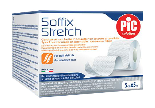 CEROTTO IN ROTOLO PIC SOFFIX STRETCH TESSUTO NON TESSUTO ESTENDIBILE 5X500 CM 1 PEZZO - Luckyfarma.it