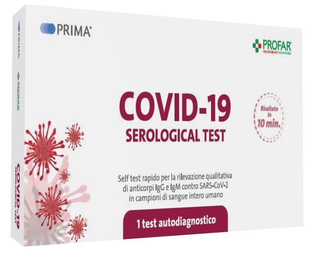 TEST SIEROLOGICO RAPIDO COVID-19 PROFAR PRIMA AUTODIAGNOSTICO DETERMINAZIONE QUALITATIVA ANTICORPI IGG/IGM ANTI SARS-COV-2 NEL SANGUE MEDIANTE IMMUNOCROMATOGRAFIA - Luckyfarma.it