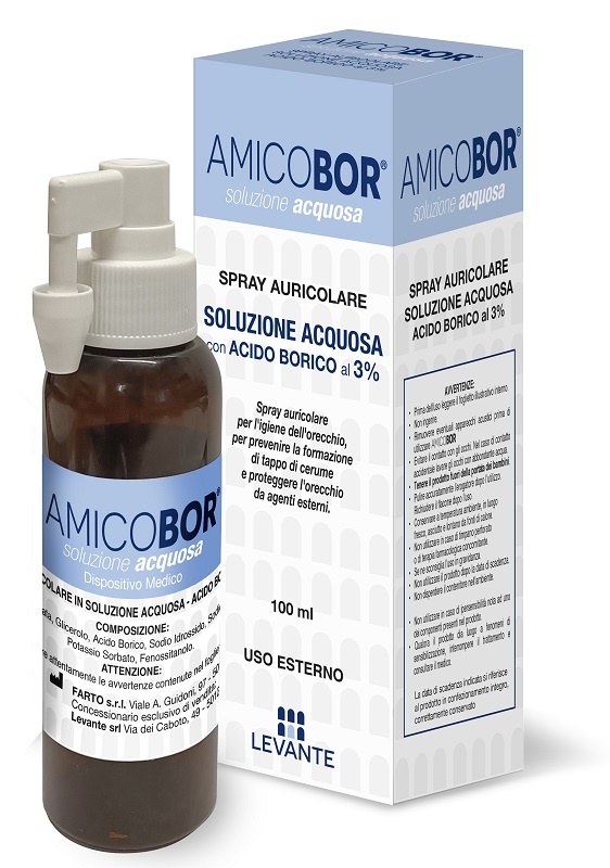 SOLUZIONE ACQUOSA PER IRRIGAZIONE DELL'ORECCHIO AMICOBOR 100 ML - Luckyfarma.it