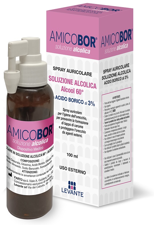 SOLUZIONE ALCOLICA PER IRRIGAZIONE DELL'ORECCHIO AMICOBOR 100 ML - Luckyfarma.it