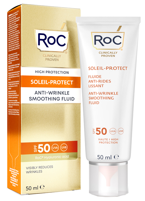ROC FLUIDO SOLARE VISO SPF 50+ ANTI-RUGHE LEVIGANTE  50 ML - Luckyfarma.it
