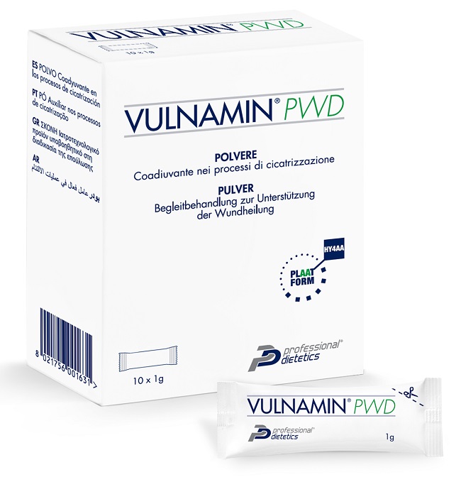 VULNAMIN PWD MEDICAZIONE INTERATTIVA IN POLVERE DI SODIO JALURONATO E AMINOACIDI 10 STICK PACK - Luckyfarma.it