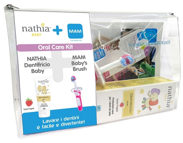 ORAL CARE KIT MASCHIO 1 DENTIFRICIO BABY NATHIA 50 ML + 1 MAM BABY'S BRUSH - Luckyfarma.it