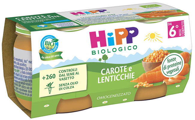 HIPP BIO OMOGENEIZZATO CAROTE/LENTICCHIE 2X80 G - Luckyfarma.it