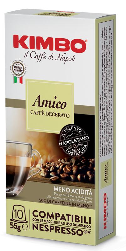 KIMBO AMICO CAFFE' TORREFATTO DECERATO E MACERATO 10 CAPSULE COMPATIBILI NESPRESSO 5,5 G - Luckyfarma.it