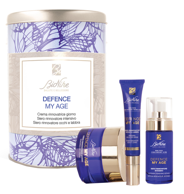 DEFENCE MY AGE KIT NATALE 2021 SIERO RINNOVATORE INTENSIVO 30 ML + CREMA RINNOVATRICE GIORNO 50 ML + SIERO RINNOVATORE OCCHI E LABBRA 15 ML - Luckyfarma.it
