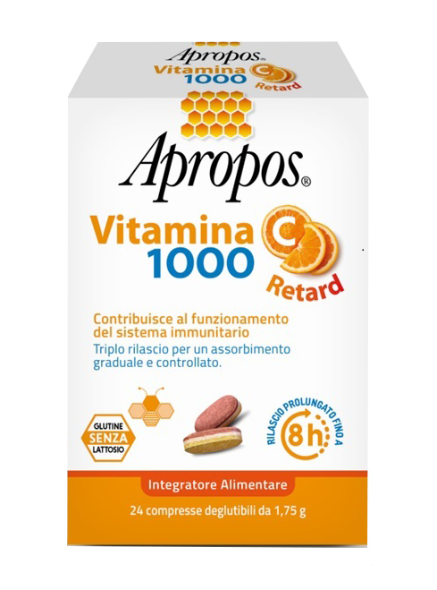APROPOS VITAMINA C 1000 A RILASCIO PROLUNGATO 24 COMPRESSE DEGLUTIBILI - Luckyfarma.it