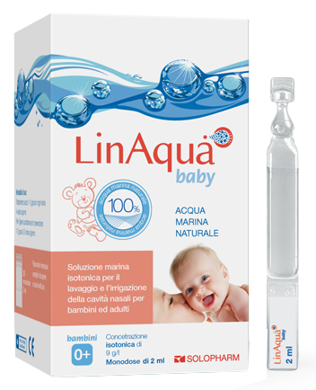 SOLUZIONE ISOTONICA PER LAVAGGI NASALI LINAQUA BABY 30 FLACONCINI MONODOSE 2ML - Luckyfarma.it
