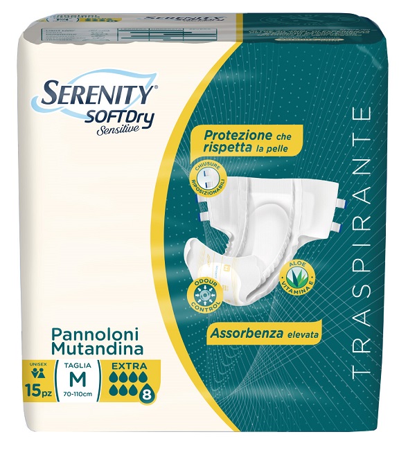 PANNOLONE MUTANDINA SERENITY SD SENSITIVE EXTRA M 15 PEZZI - Luckyfarma.it