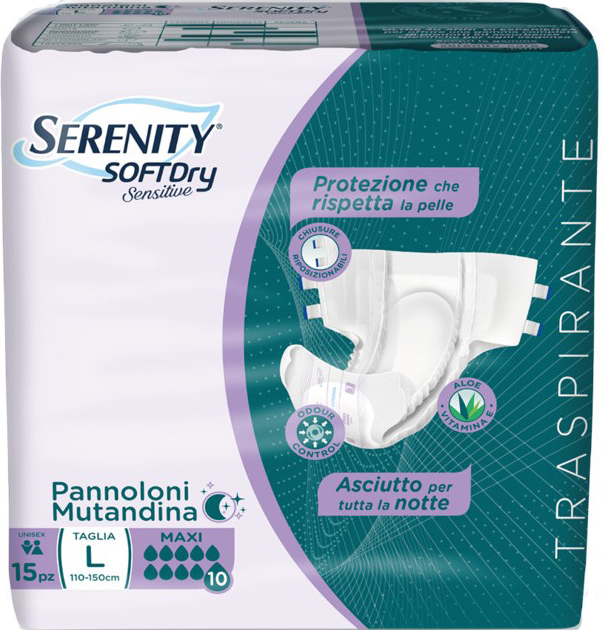 PANNOLONE MUTANDINA SERENITY SD SENSITIVE MAXI L 15 PEZZI - Luckyfarma.it