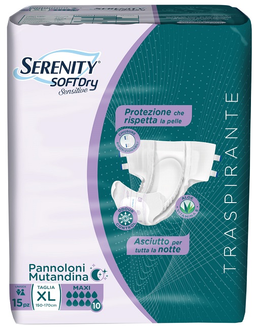 PANNOLONE MUTANDINA SERENITY SD SENSITIVE MAXI XL 15 PEZZI - Luckyfarma.it