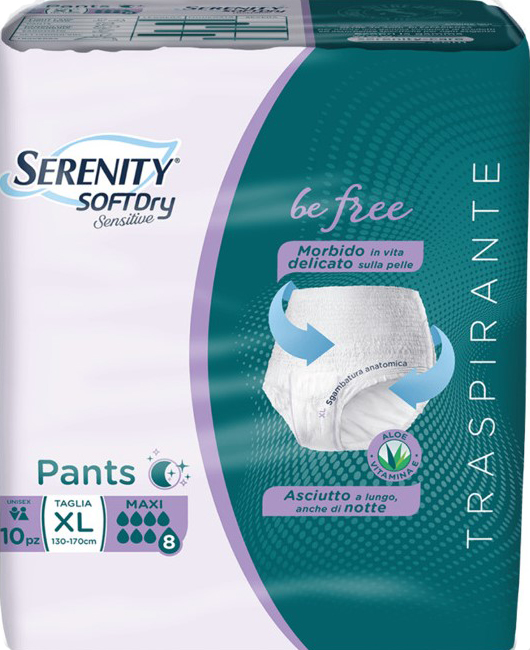 SERENITY PANTS SD SENSITIVE BE FREE MAXI XL 10 PEZZI - Luckyfarma.it