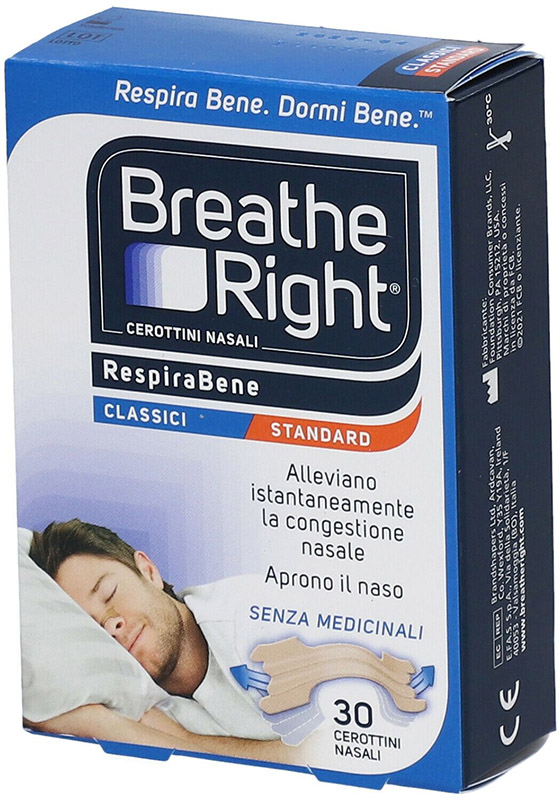 CEROTTI NASALI BREATH RIGHT CLASSICI 30 PEZZI - Luckyfarma.it
