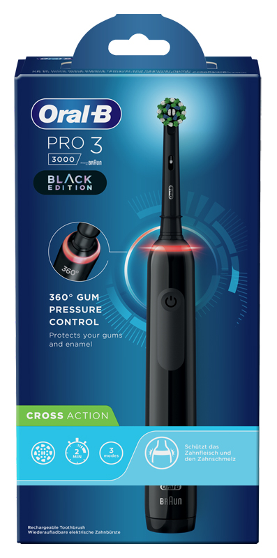 ORALB PRO3 BLACK CROSSACTION SPAZZOLINO ELETTRICO - Luckyfarma.it