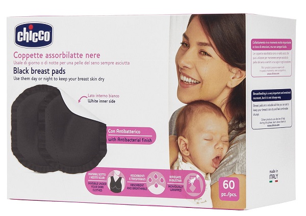 CHICCO COPPETTA ASSORBILATTE ANTIBATTERICA NERA 60 PEZZI - Luckyfarma.it