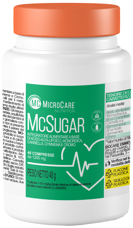 MICROCARE NUTRITION MC SUGAR 40 COMPRESSE DA 1200 MG - Luckyfarma.it