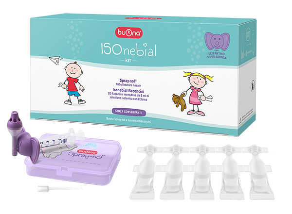 ISONEBIAL KIT PULIZIA CAVITA' NASALI 20 FLACONCINI MONODOSE 5 ML + SIRINGA LUER LOCK SOFT-JECK + AGO CANNULA + NEBULIZZATORE SPRAYSOL - Luckyfarma.it