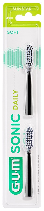GUM SONIC DAILY SPAZZOLINO BATTERIA REFILL BLACK 2 PEZZI - Luckyfarma.it