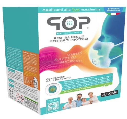 POP TECHNICAL DEVICE 12 DISPOSITIVI ADESIVI PROFUMA E PURIFICA MASCHERINA - Luckyfarma.it