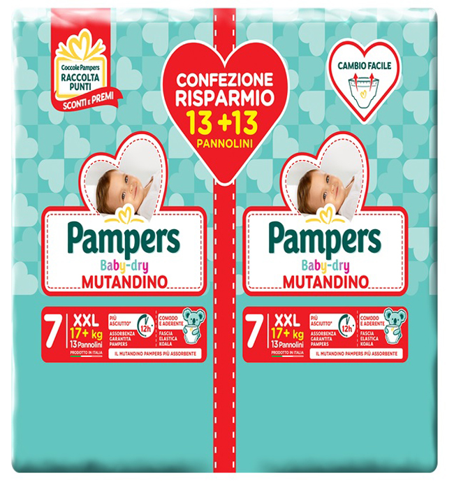 PAMPERS BABY DRY MUTANDINA DUO DOWNCOUNT XXL 26 PEZZI - Luckyfarma.it