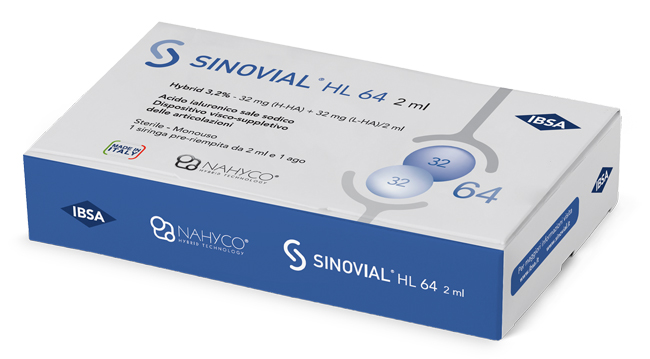 SIRINGA INTRA-ARTICOLARE SINOVIAL HL 64 32 MG + 32 MG 1 FS 2 ML AGO GAUGE 21 - Luckyfarma.it