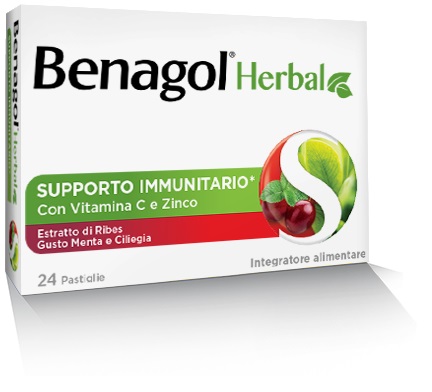 BENAGOL HERBAL MENTA E CILIEGIA 24 PASTIGLIE - Luckyfarma.it