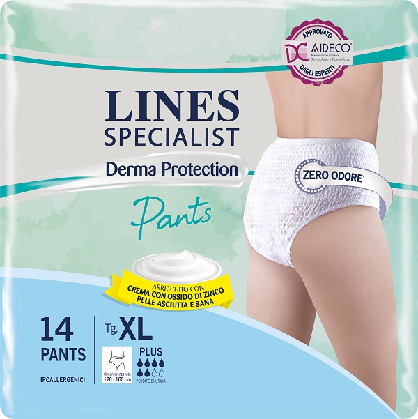 PANNOLONE PER INCONTINENZA LINES SPECIALIST DERMA PANTS PLUS XL 14 PEZZI - Luckyfarma.it