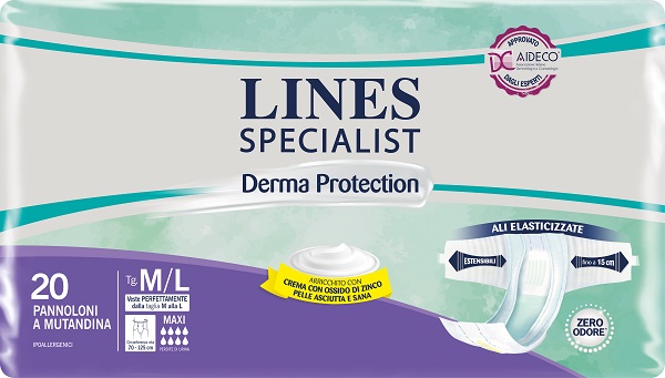 PANNOLONE A MUTANDINA LINES SPECIALIST DERMA MAXI M/L 20 PEZZI - Luckyfarma.it