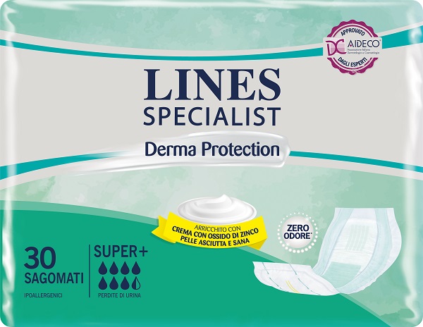 PANNOLONE PER INCONTINENZA LINES SPECIALIST DERMA SAGOMATO SUPER+ 30 PEZZI - Luckyfarma.it