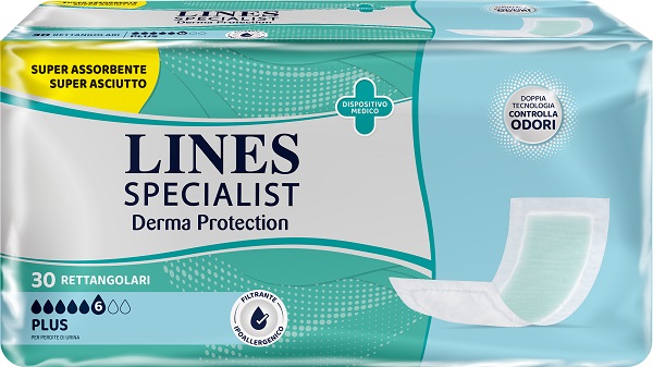 PANNOLONE PER INCONTINENZA LINES SPECIALIST DERMA RETTANGOLARE 30 PEZZI - Luckyfarma.it
