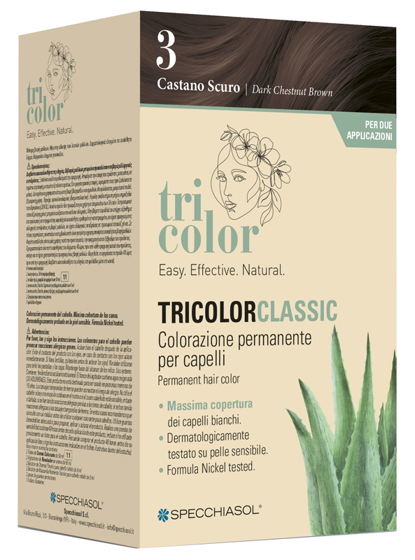 TRICOLOR CLASSIC 3 CASTANO SCURO 2 TUBI 50 ML + 2 SHAKER 50 ML + 4 BUSTINE 8 ML - Luckyfarma.it