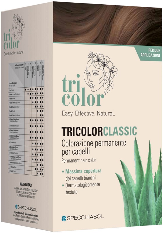 TRICOLOR CLASSIC 5,3 CACAO 2 TUBI 50 ML + 2 SHAKER 50 ML + 4 BUSTINE 8 ML - Luckyfarma.it