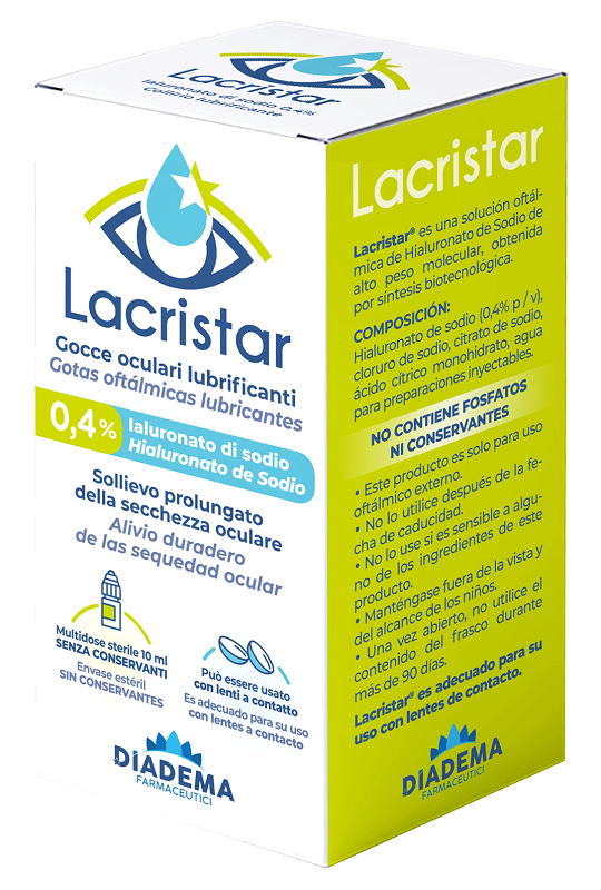 LACRISTAR GOCCE OCULARI LUBRIFICANTI 0,4% IALURONATO DI SODIO MULTIDOSE 10 ML - Luckyfarma.it