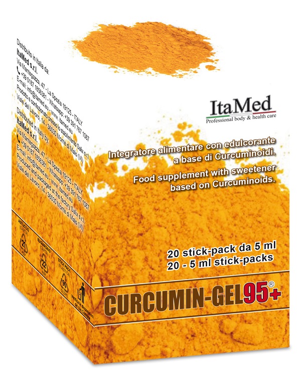 CURCUMIN GEL 95+ 20 BUSTINE STICK PACK MONODOSE DA 5 ML AROMA LAMPONE - Luckyfarma.it