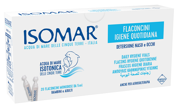 ISOMAR SOLUZIONE ISOTONICA ACQUA MARE IGIENE QUOTIDIANA 20 FLACONCINI MONODOSE 5 ML - Luckyfarma.it