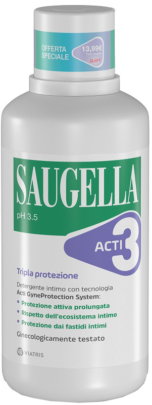 SAUGELLA ACTI3 DETERGENTE INTIMO 500 ML TAGLIO PREZZO - Luckyfarma.it