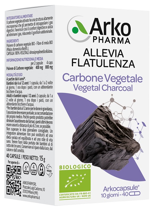 ARKO CAPSULE CARBONE VEGETALE BIO 40 CAPSULE - Luckyfarma.it