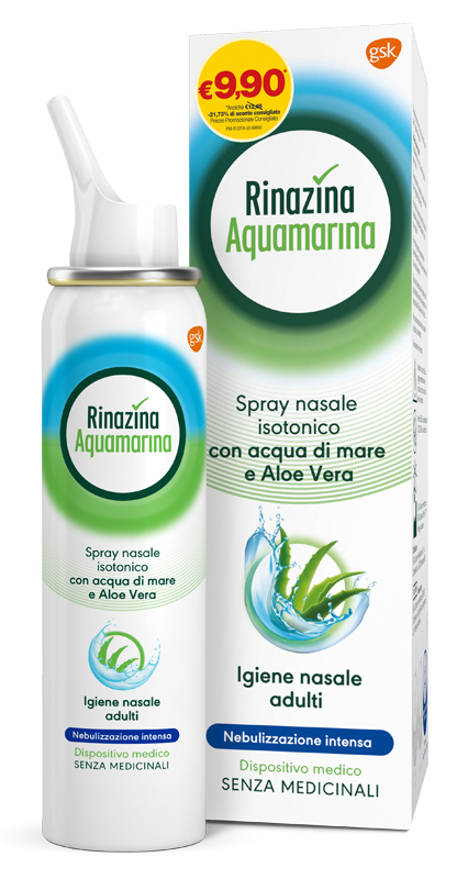 SOLUZIONE ISOTONICA RINAZINA AQUAMARINA ALOE INTENSA PROMO 100 ML - Luckyfarma.it