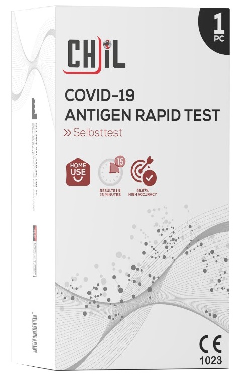 TEST ANTIGENICO RAPIDO COVID-19 CHIL AUTODIAGNOSTICO DETERMINAZIONE QUALITATIVA ANTIGENI SARS-COV-2 IN TAMPONI NASALI MEDIANTE IMMUNOCROMATOGRAFIA - Luckyfarma.it