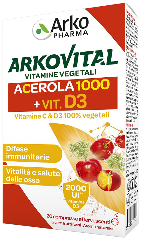 ARKOVITAL VITAMINE C+D3 20 COMPRESSE EFFERVESCENTI GUSTO FRUTTI ROSSI - Luckyfarma.it
