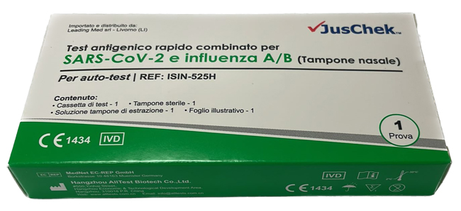 TEST ANTIGENICO RAPIDO COVID-19 JUSCHEK AUTODIAGNOSTICO DETERMINAZIONE QUALITATIVA ANTIGENI SARS-COV-2 E INFLUENZA A+B IN TAMPONI NASALI MEDIANTE IMMUNOCROMATOGRAFIA - Luckyfarma.it